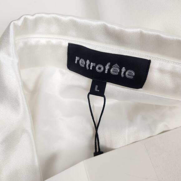 Retrofete Ilaria Blazer Dress White Size Large Bridal Wedding NWT Double Breast - Picture 10 of 15